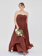 Sweetheart Chiffon Dresses with CASCADE SKIRT Terracotta