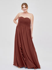 Sweetheart Chiffon Dresses with CASCADE SKIRT Terracotta
