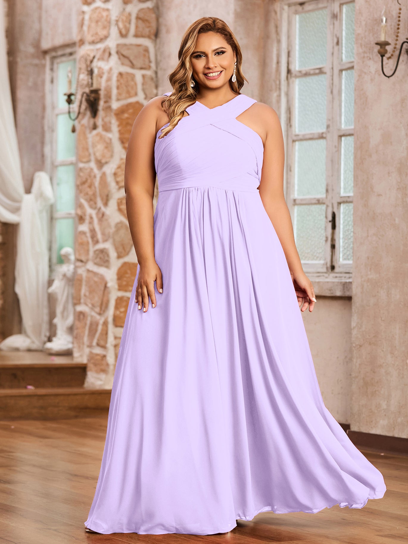 lilac maxi dress uk BABARONI Chiffon Lilac Bridesmaid Dresses Empire Scoop Sleeveless  Floor-length – BABARONI UK