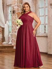 Cross Shoulder Strap Chiffon Dress with Empire Waist Burgundy