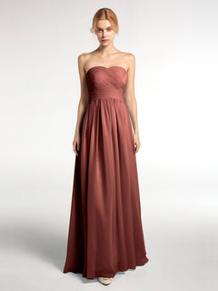 Sweetheart Neck Maxi Chiffon Dresses Terracotta