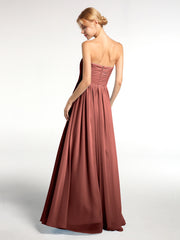 Sweetheart Neck Maxi Chiffon Dresses Terracotta