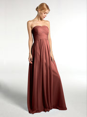 Sweetheart Neck Maxi Chiffon Dresses Terracotta