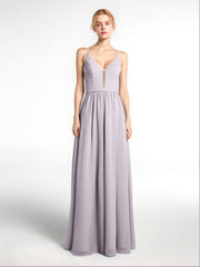 Spaghetti Strap Simple Dress with Notch Neck Dusk