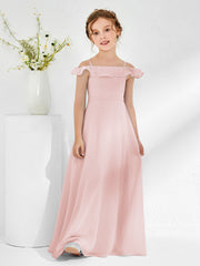 Off-the-shoulder Junior Bridesmaid Dresses with Sash Dusty Rose