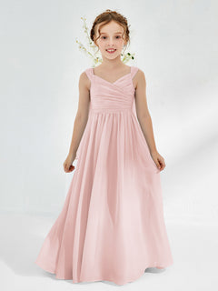 Sleeveless Floor-length Junior Bridesmaid Dresses Dusty Rose