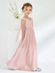 Sleeveless Floor-length Junior Bridesmaid Dresses Dusty Rose