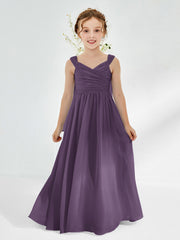 Sleeveless Floor-length Junior Bridesmaid Dresses Plum