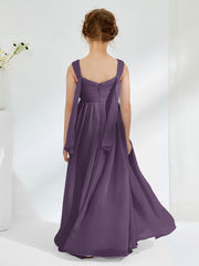 Sleeveless Floor-length Junior Bridesmaid Dresses Plum