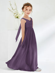 Sleeveless Floor-length Junior Bridesmaid Dresses Plum