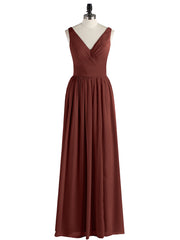 DOUBLE BEADED STRAP Chiffon Gowns with Slit Terracotta