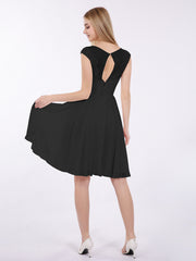 Chiffon and Lace Short Dress with Open Back Plum