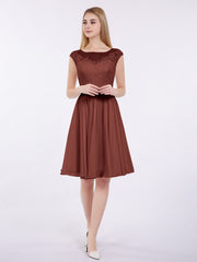 Chiffon and Lace Short Dress with Open Back Terracotta