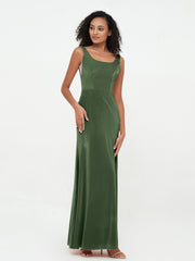 Mermaid Long Velvet Dresses with Beauta Neckline Olive Green