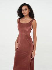 Mermaid Long Velvet Dresses with Beauta Neckline Terracotta