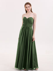 Strapless Maxi Dresses with Sweetheart Olive Green