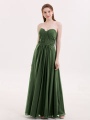 Strapless Maxi Dresses with Sweetheart Olive Green