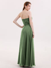 Strapless Maxi Dresses with Sweetheart Olive Green