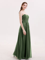 Strapless Maxi Dresses with Sweetheart Olive Green