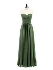 Strapless Maxi Dresses with Sweetheart Olive Green