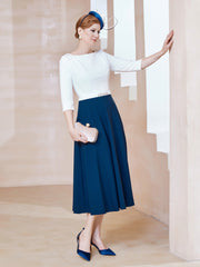 Dazzling in Rhinestone: Scoop Neck Dresses Navy Blue