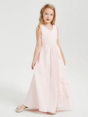 Boho Long Chiffon Bridesmaid Gown Blushing Pink