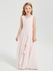 Boho Long Chiffon Bridesmaid Gown Blushing Pink