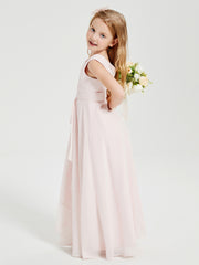 Boho Long Chiffon Bridesmaid Gown Blushing Pink