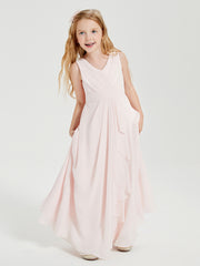 Boho Long Chiffon Bridesmaid Gown Blushing Pink
