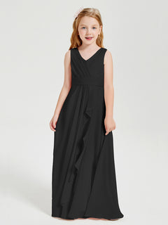 Boho Long Chiffon Bridesmaid Gown Black