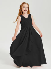 Boho Long Chiffon Bridesmaid Gown Black