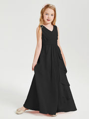 Boho Long Chiffon Bridesmaid Gown Black