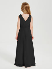 Boho Long Chiffon Bridesmaid Gown Black
