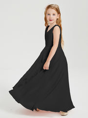 Boho Long Chiffon Bridesmaid Gown Black