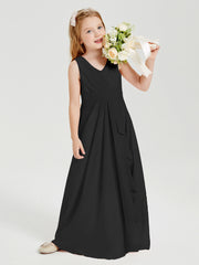 Boho Long Chiffon Bridesmaid Gown Black