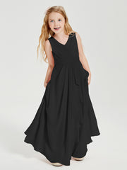 Boho Long Chiffon Bridesmaid Gown Black
