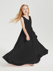 Boho Long Chiffon Bridesmaid Gown Black