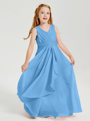 Boho Long Chiffon Bridesmaid Gown Blue