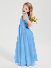 Boho Long Chiffon Bridesmaid Gown Blue