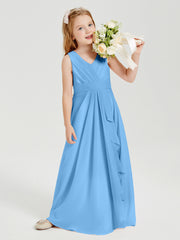 Boho Long Chiffon Bridesmaid Gown Blue