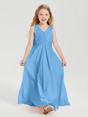 Boho Long Chiffon Bridesmaid Gown Blue