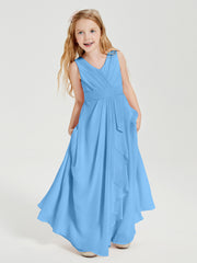 Boho Long Chiffon Bridesmaid Gown Blue