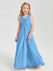 Boho Long Chiffon Bridesmaid Gown Blue