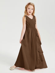 Boho Long Chiffon Bridesmaid Gown Brown
