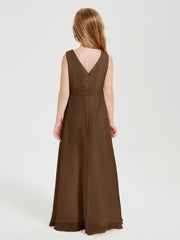 Boho Long Chiffon Bridesmaid Gown Brown
