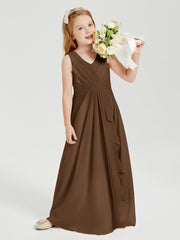 Boho Long Chiffon Bridesmaid Gown Brown