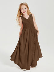 Boho Long Chiffon Bridesmaid Gown Brown