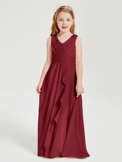 Boho Long Chiffon Bridesmaid Gown Burgundy