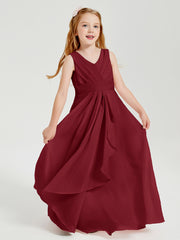 Boho Long Chiffon Bridesmaid Gown Burgundy