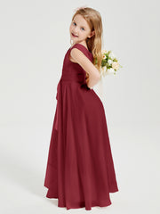 Boho Long Chiffon Bridesmaid Gown Burgundy
